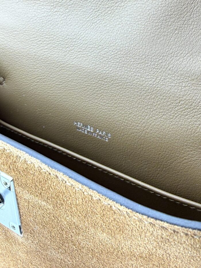 Hermes Mini Kelly 20 Teddy Grizzly Shearling Chamois Palladium Unworn - Image 9