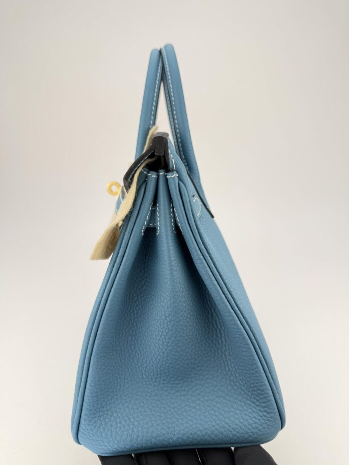 Hermes Birkin 25 Togo New Blue Jean Gold Hardware W Stamp Unworn - Image 6
