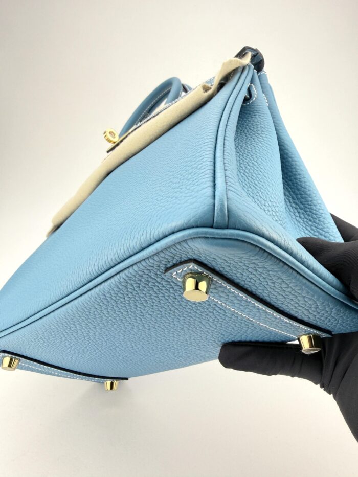 Hermes Birkin 25 Togo New Blue Jean Gold Hardware W Stamp Unworn - Image 5