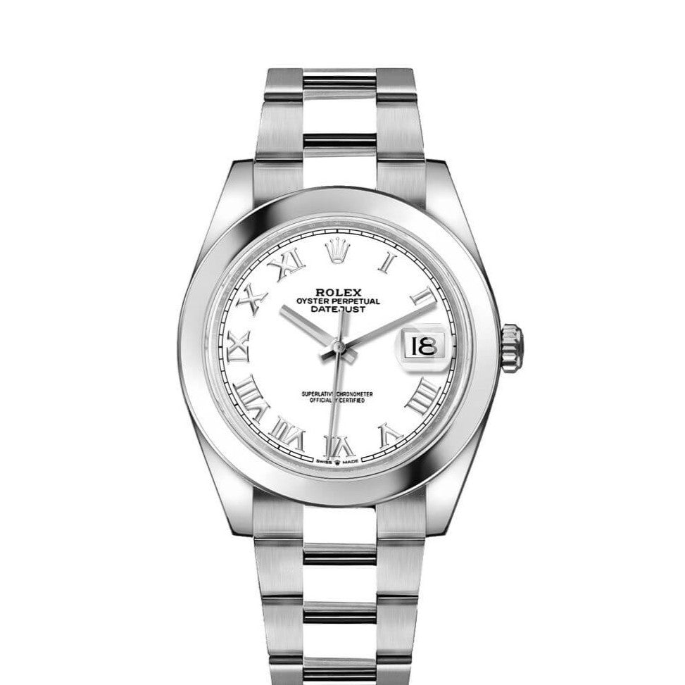 Rolex Datejust 41mm White Dial Oyster Roman Stainless Steel Watch ...