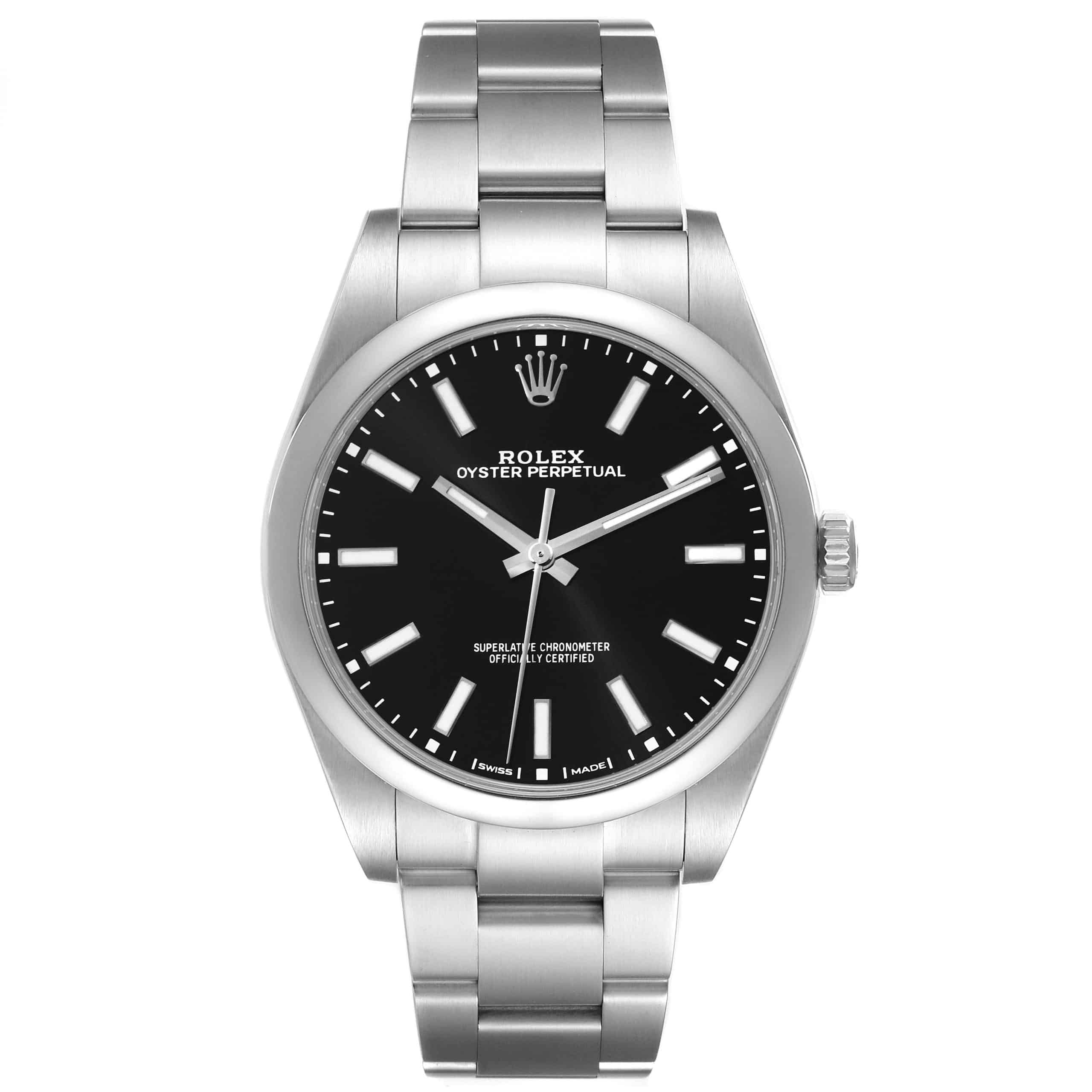 16071253 rolex oyster perpetual 39 black dial steel mens watch 114300 box card 60829 734ff scaled