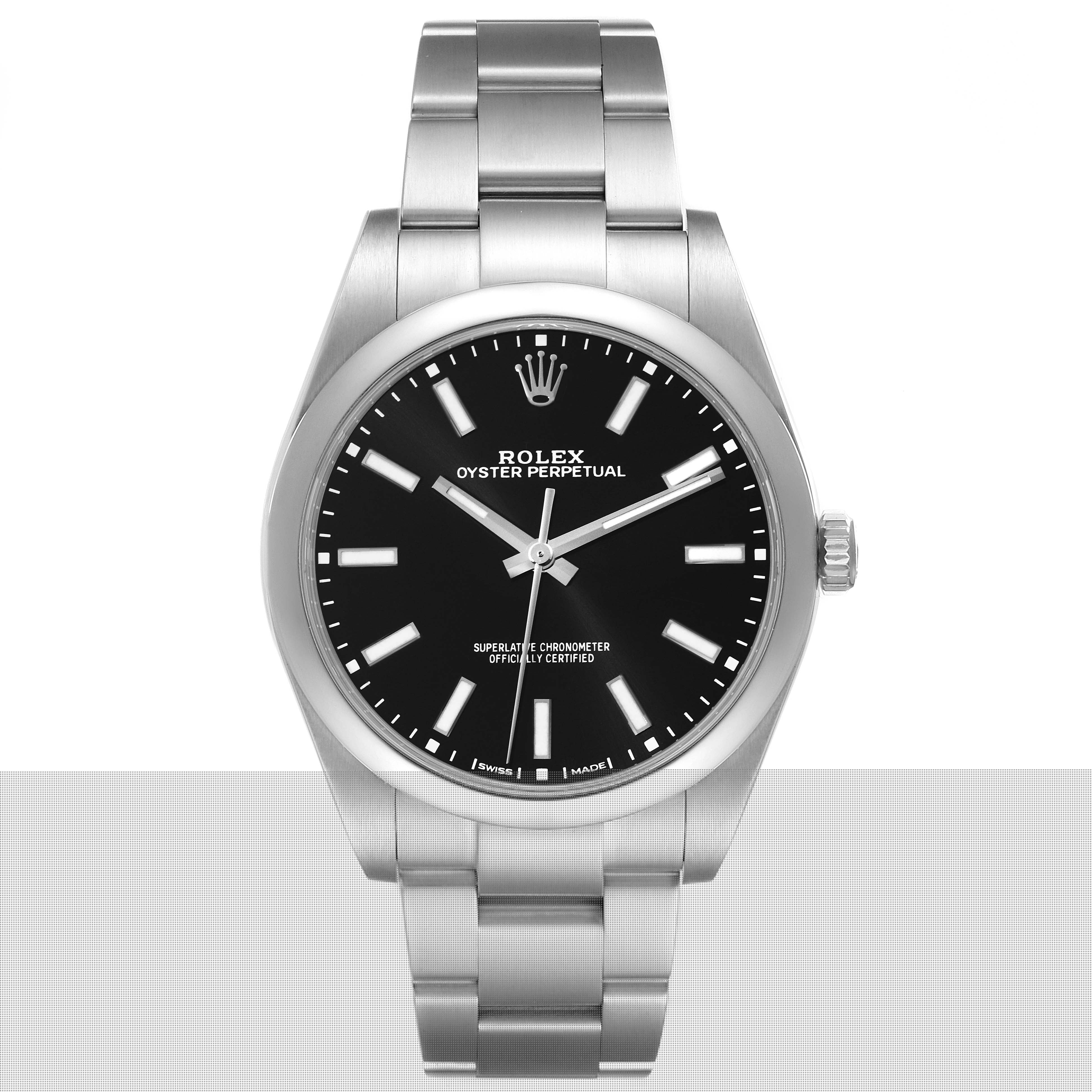 16071253 rolex oyster perpetual 39 black dial steel mens watch 114300 box card 60829 734ff