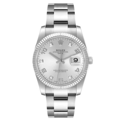 16383132 rolex date 34 steel white gold diamond dial mens watch 115234 box card 43168PPP 824c3 md