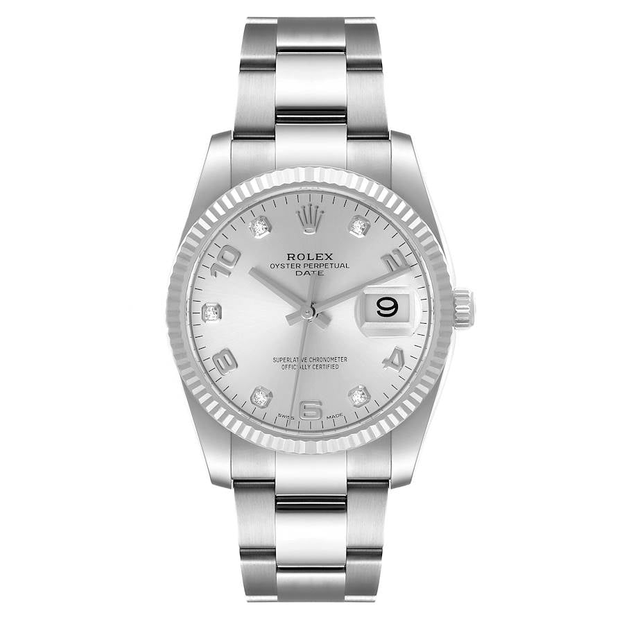 16383132 rolex date 34 steel white gold diamond dial mens watch 115234 box card 43168PPP 824c3 md