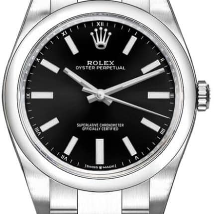 16387555 RolexOysterPerpetual34mmBlackDialOysterStainlessSteelWatch124200