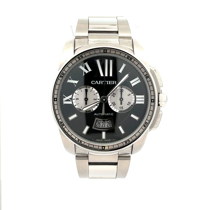 16402382 CartierCalibre42mmBlackDialStainlessSteelWatch3578