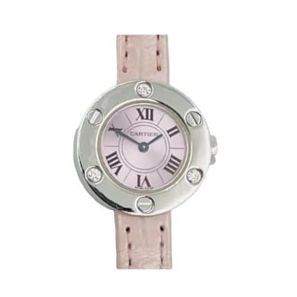 16402389 CartierLadiesLove23mmQuartz18kWhiteGoldcasePinkDialLeatherBandWatch2974