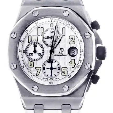 16403898 AudemarsPiguet42mmRoyalOakOffshoreSilverDialStainlessSteelWhiteRubberStrapWatch26020ST