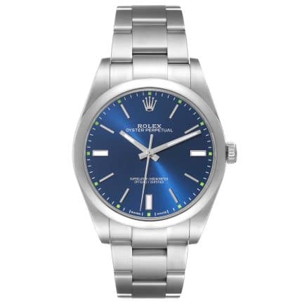 16902455 rolex oyster perpetual 39mm blue dial steel mens watch 114300 box card 58372 5dfa0