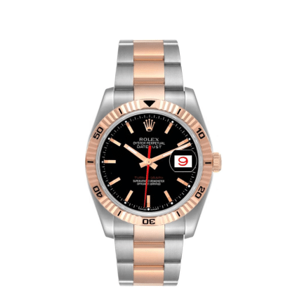 17346712 RolexDatejustTurnograph36mm2Tone18kRoseGold StainlessSteelBlackDialFlutedBezelJubileeSteelWatch116261