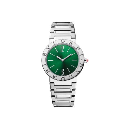 17687432 Bvlgari33mmStainlessSteelGreenDialWatchBB33SS