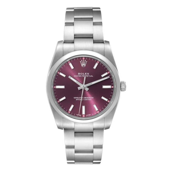 17731693 RolexOysterPerpetual34mmGrapeDialOysterStainlessSteelWatch114200