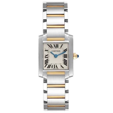 17731695 CartierTankFrancaise25.00X20.00mmWhiteDialYellowGold StainlessSteelWatch2384