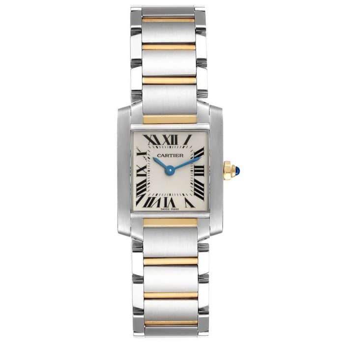 17731695 CartierTankFrancaise25.00X20.00mmWhiteDialYellowGold StainlessSteelWatch2384