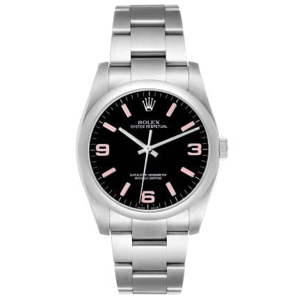 17815455 rolex oyster perpetual 36 pink baton black dial steel mens watch 116000 64743 4cda4