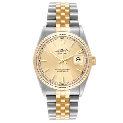 17931598 RolexDatejust36mm2Tone18kYellowGold StainlessSteelChampagneDialFlutedBezelJubileeWatch16233 c45c584e 2177 4b9a b769 c00754397abc