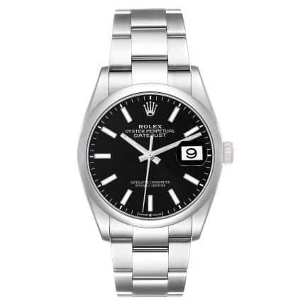 17951420 rolex datejust 36 black dial steel mens watch 126200 box card 64708 1713b scaled