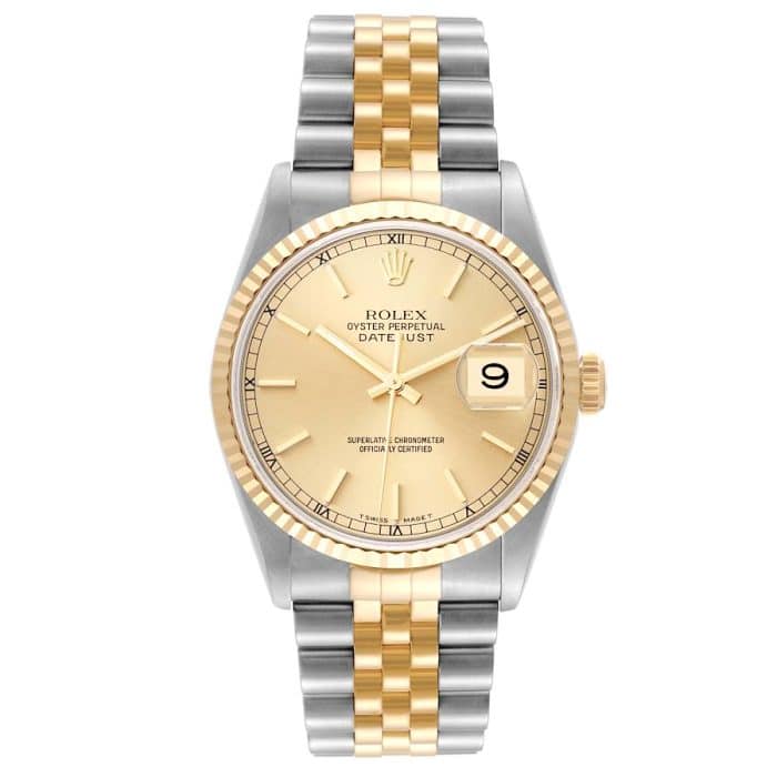 17961562 RolexDatejust36mm2Tone18kYellowGold StainlessSteelChampagneDialFlutedBezelJubileeWatch16233 c45c584e 2177 4b9a b769 c00754397abc