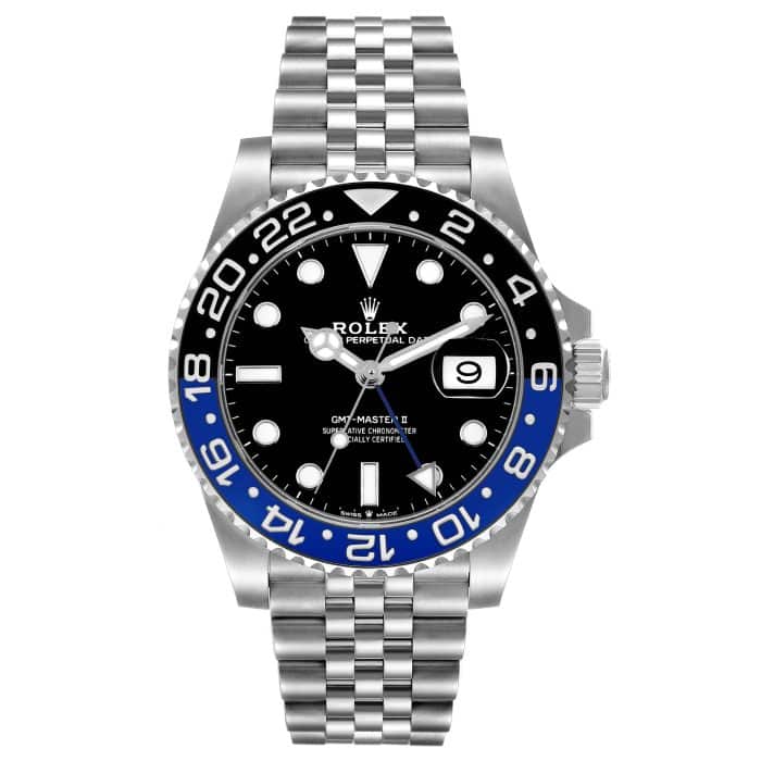 17969091 rolex gmt master ii batgirl black blue bezel steel mens watch 126710 box card 60528 f163e