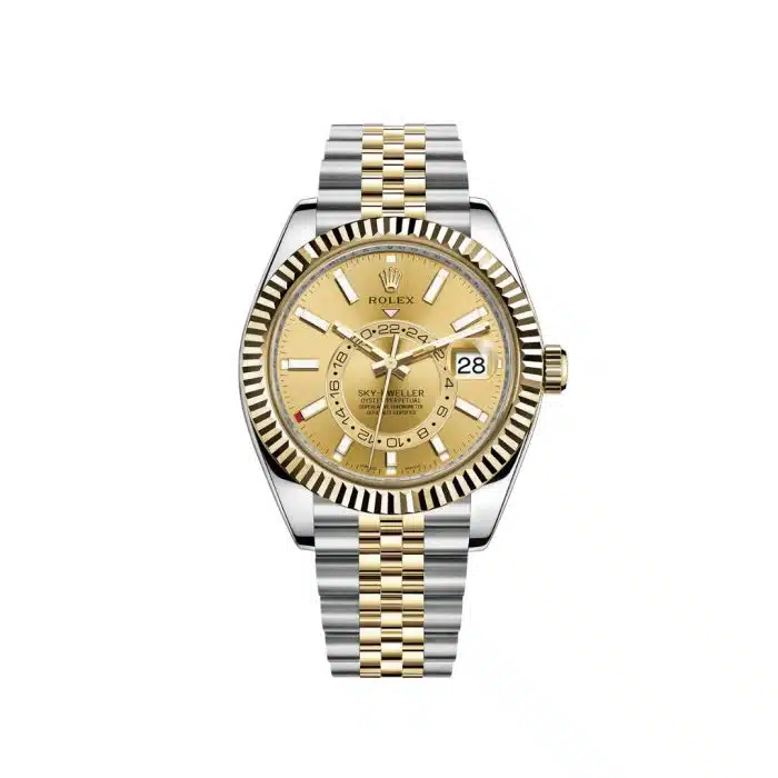 17969452 RolexSky Dweller42mm2 Tone18kYellowGold StainlessSteelChampagneDialGoldBezelJubileeWatch326933