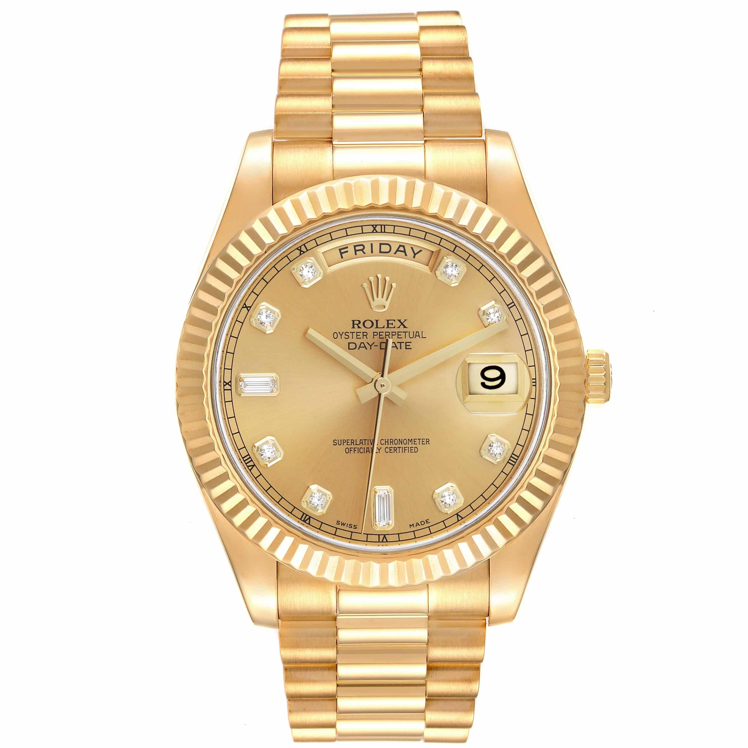 17979514 rolex day date ii president 41 yellow gold diamond mens watch 218238 box card 51180 54ef5 scaled