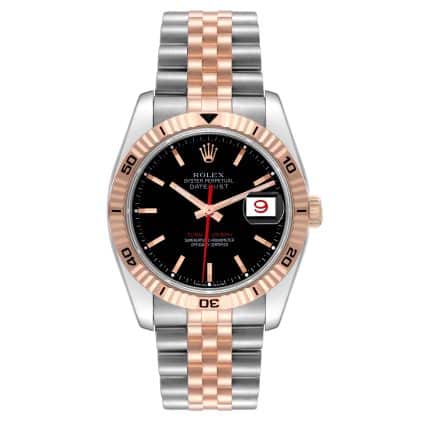 18025522 rolex datejust turnograph black dial steel rose gold mens watch 116261 60533 6351b