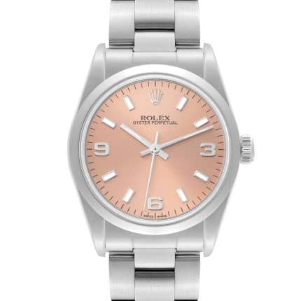 18025711 RolexMidsizeOP31mmBeigeDialSmoothBezelAutomaticOysterSteelLadiesWatch67480