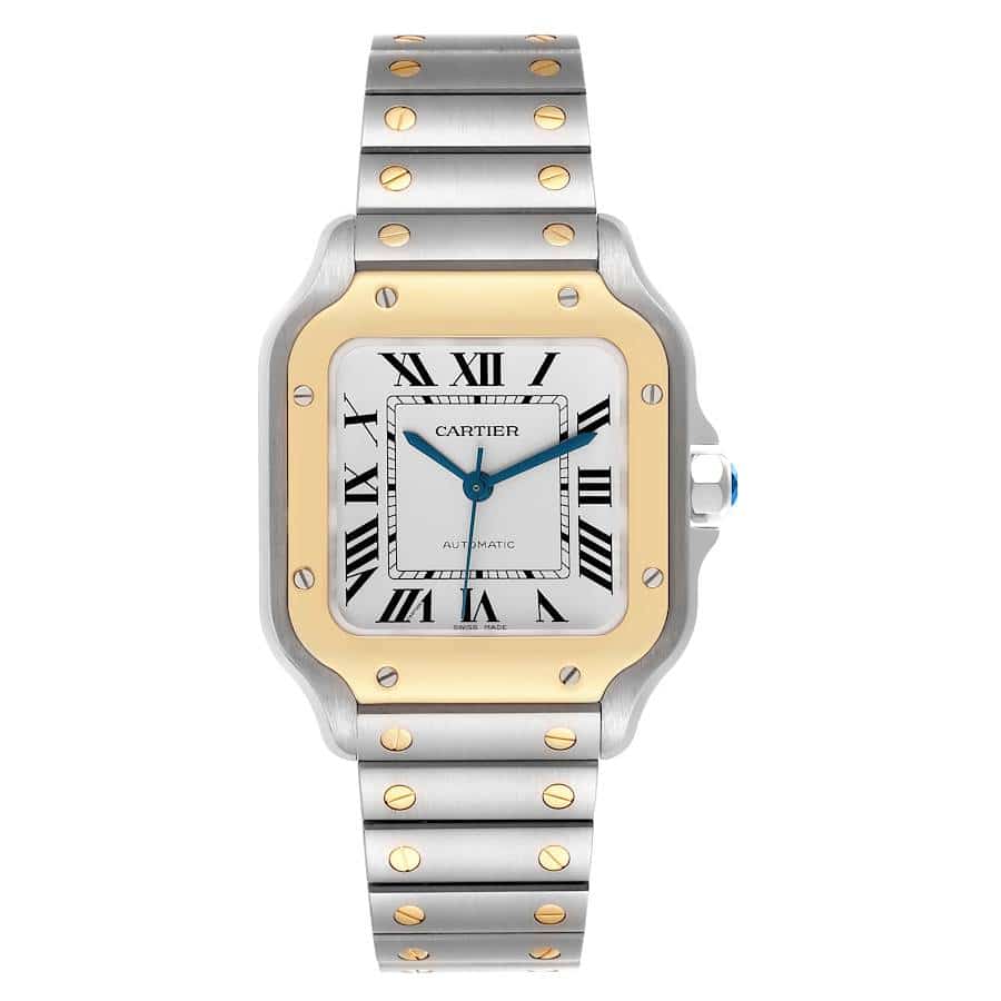 18031089 cartier santos medium steel yellow gold mens watch w2sa0007 box card 66825 52076 md