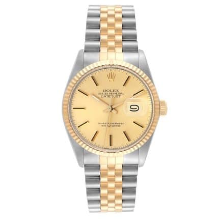 18041830 RolexDatejust36mm2Tone18kYellowGold StainlessSteelChampagneGoldDialFlutedBezelJubileeWatch160131