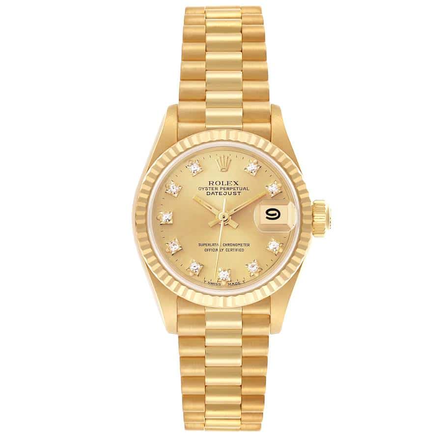 18041833 rolex president datejust yellow gold diamond dial ladies watch 69178 68554 33bbc md