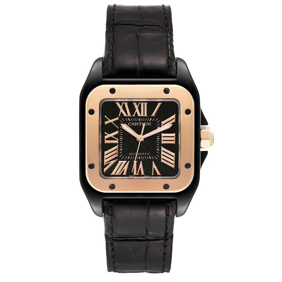 18042380 cartier santos 100 pvd steel rose gold midsize mens watch w2020009 55032 6561db2b94 md