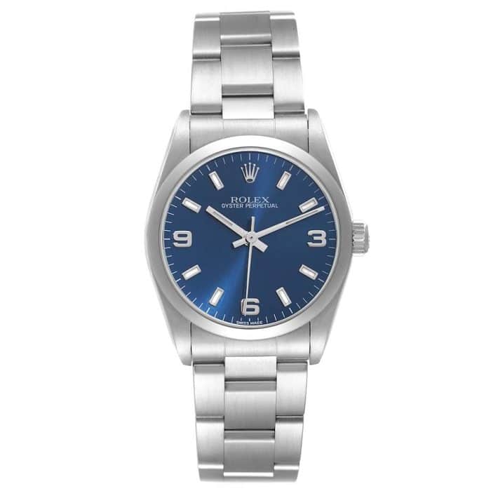 18057750 rolex oyster perpetual midsize 31 blue dial steel ladies watch 77080 box papers 77080 3f1f4 md