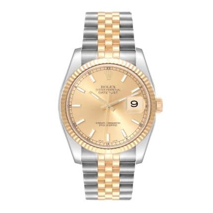 18066407 rolex datejust steel yellow gold champagne dial mens watch 116233 box papers 57588 7f3a7