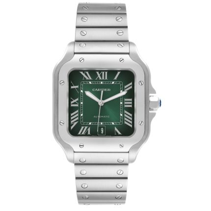 Cartier Santos 40mm Green Dial Stainless Steel Green Watch WSSA0062