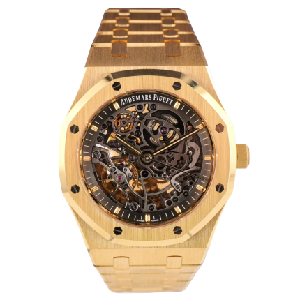 Audemars Piguet Royal Oak Double Balance Wheel Openworked 41mm Skeleton Dial 18k Yellow Gold Watch 15407BA