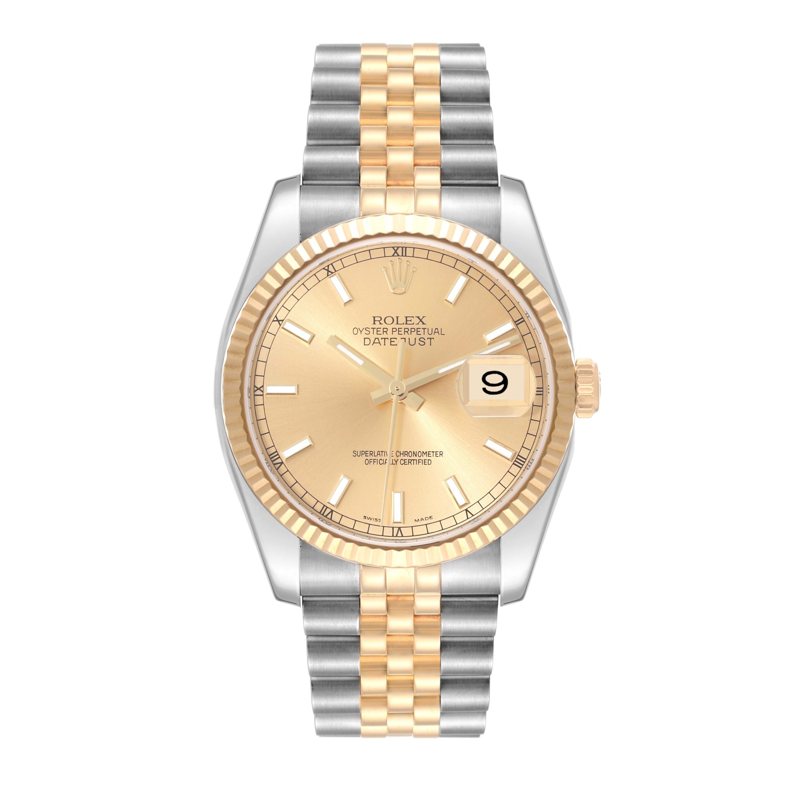 18142162 rolex datejust steel yellow gold champagne dial mens watch 116233 box papers 57588 7f3a7 scaled