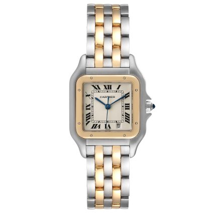 Cartier Panthere 26 x 36mm 2T 18k Yellow Gold & Stainless Steel Silver Dial Watch 183949