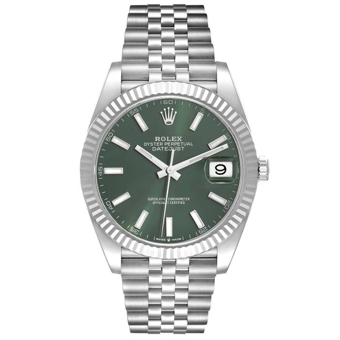 18229226 rolex datejust 41 steel white gold mint green dial mens watch 126334 64030 ab398 md