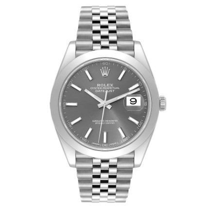 Rolex Datejust 41mm Silver Dial SS Smooth Bezel Jubilee Band Stainless Steel Watch 126300