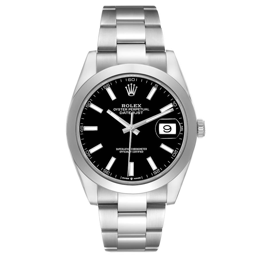18229830 rolex datejust 41 black dial steel mens watch 126300 66580 00005 md