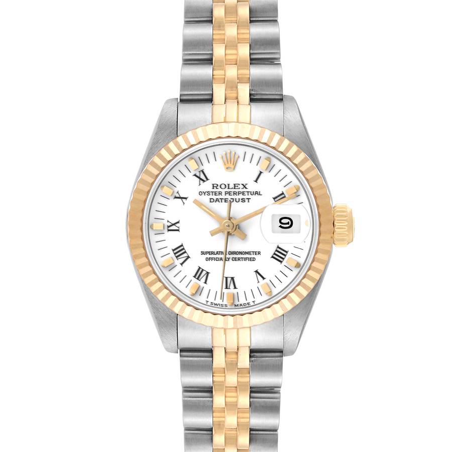 18232720 rolex datejust white roman dial steel yellow gold ladies watch 69173 58778 ebc72 md