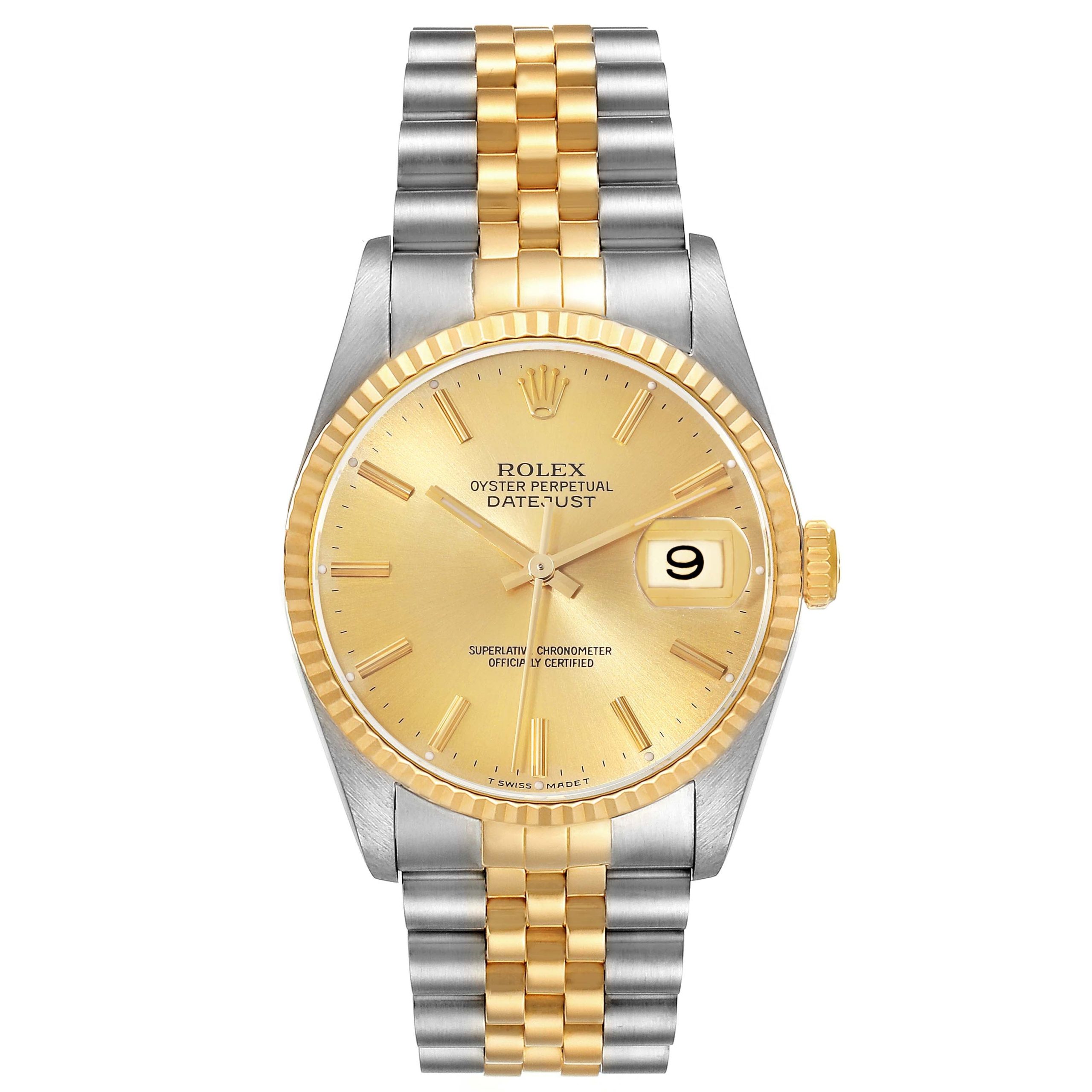 18241331 rolex datejust 36 steel yellow gold champagne dial mens watch 16233 60364 f8f54 scaled
