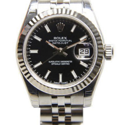 Rolex Datejust 26mm Stainless Steel Black Index Dial Jubilee Watch 179174