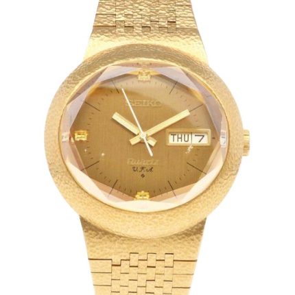 Seiko Quartz 36mm Gold Dial 18K Yellow Gold Mesh Band Watch 3823-5010