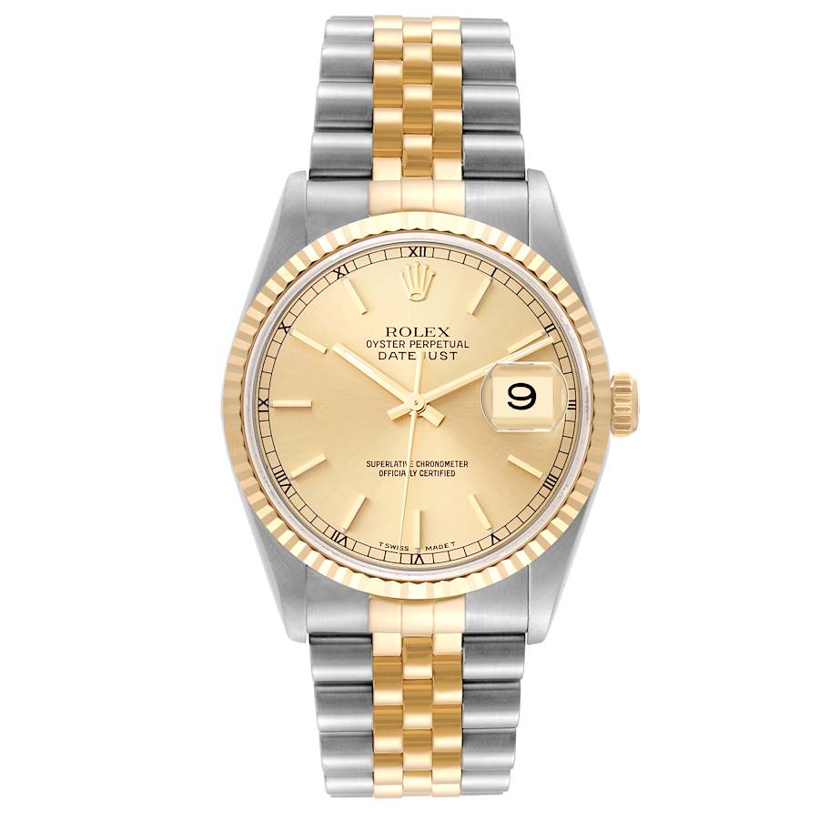 18267647 RolexDatejust36mm2Tone18kYellowGold StainlessSteelChampagneDialFlutedBezelJubileeWatch16233 c45c584e 2177 4b9a b769 c00754397abc