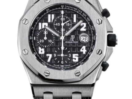 AudemarsPiguet42mmRoyalOakOffshoreBlackDialBlackLeatherStrapWatch26170ST