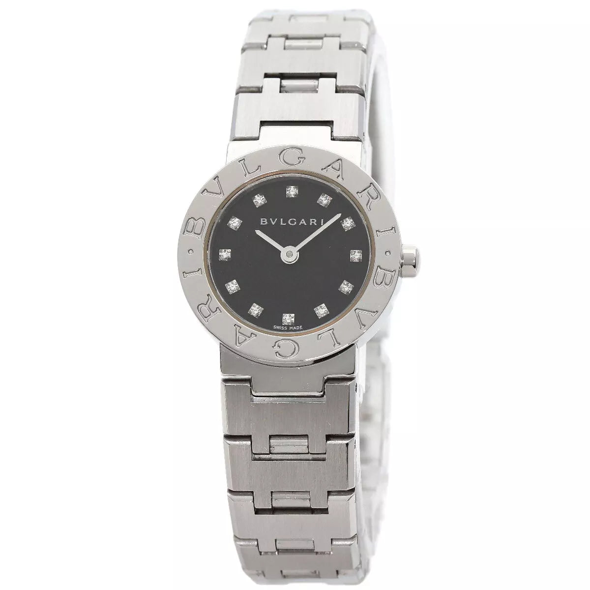 Bvlgari23mmStainlessSteelBlackFactoryDiamondDialWatchBBL26S