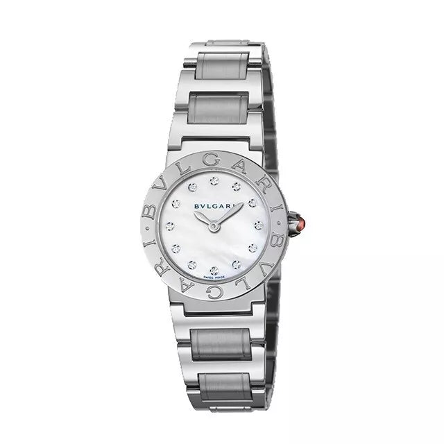 Bvlgari26mmStainlessSteelWhiteMOPFactoryDiamondDialWatchBBL26S