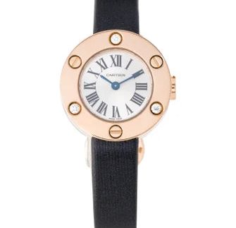 CartierLadiesLove23mmQuartz18kRoseGoldSilverDialLeatherBandWatch2977