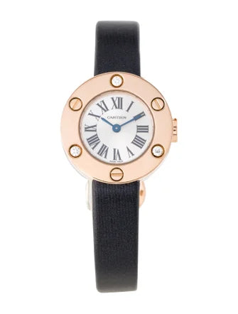 CartierLadiesLove23mmQuartz18kRoseGoldSilverDialLeatherBandWatch2977